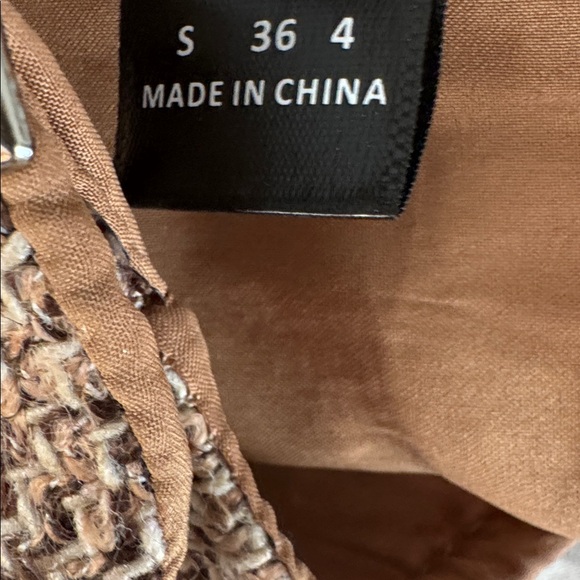 Brown Party Women's Mixed Tweed Fabric With Sequins Design mini Dress. - Picture 13 of 13